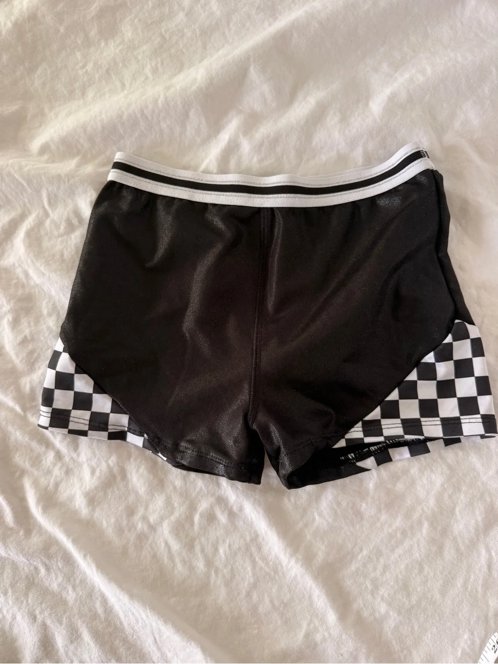 Black Checkered Trim Athletic Shorts Cartwheel Shorts